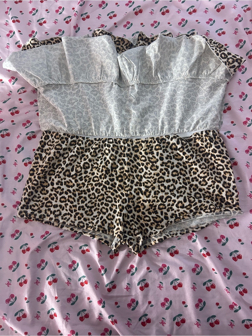 Leopard Print Ruffle Mini Skort- Brown - Picture 4 of 6